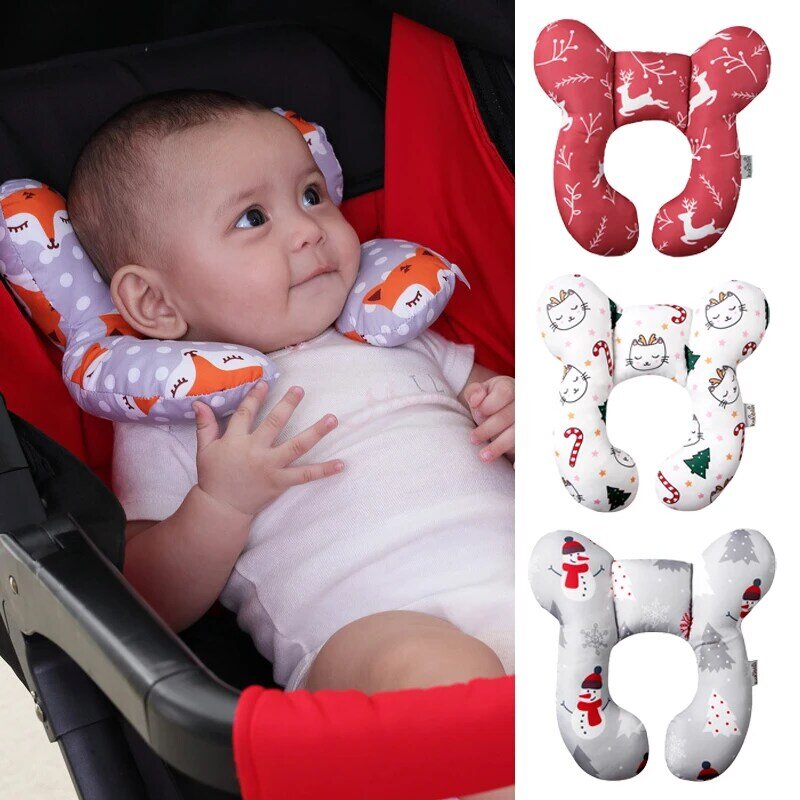Детская подушка для путешествий, автомобильное сиденье, защитная головка, подголовник U-образной формы для новорожденных, мультяшная подуш...