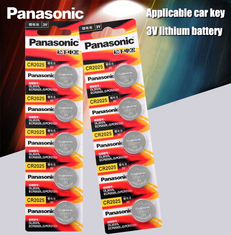 Panasonic 10 peças de baterias de lítio cr2025, cr 2025 3V bateria tipo moeda para relógio, calculadora, balança