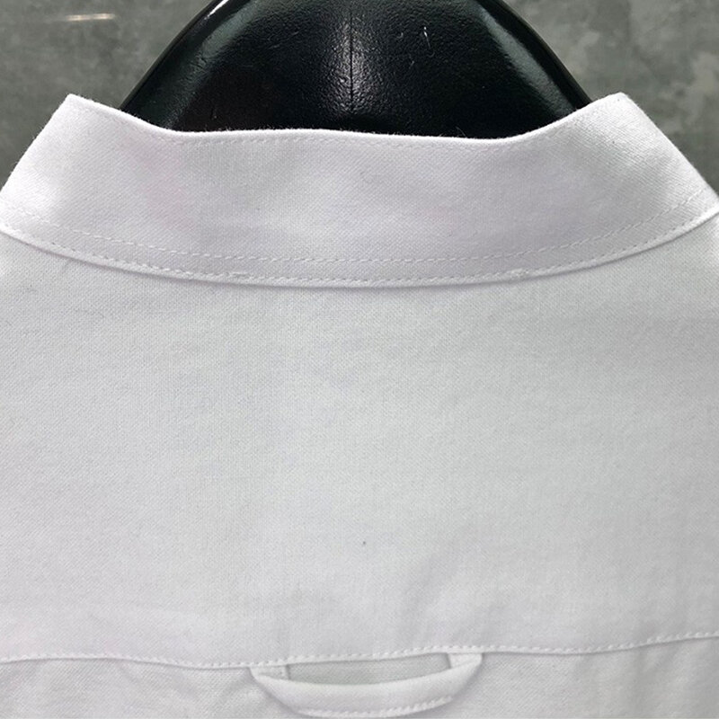 Tb thom masculina manga longa estiramento oxford botão para baixo camisa em ajuste personalizado primavera outono de alta qualidade sólida tb camisa para homem