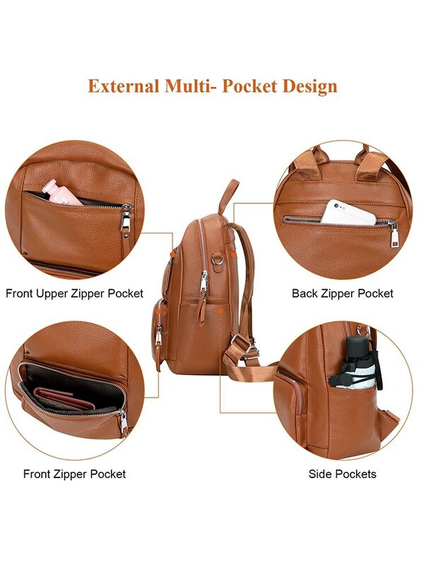 DOLEESUNE 2021 New Soft Genuine Leather Backpack For Women Fashion Shoulder Bag Cowhide Casual Designer Daypack Female Knapsack