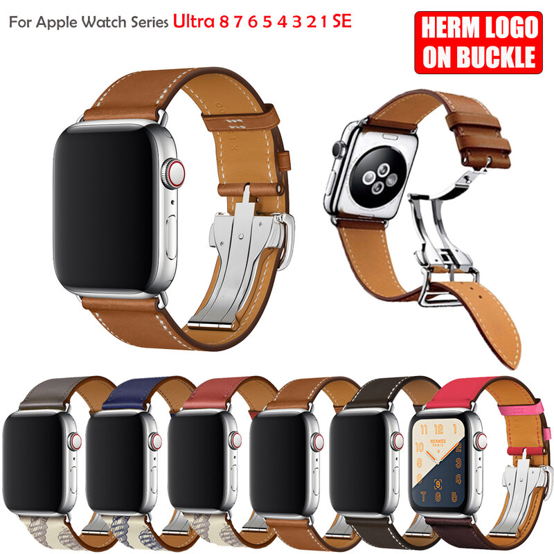 Bracciale per Apple Watch Ultra Band 44mm 49 40 45 41 42 38mm cinturino per orologio Correa Apple in vera pelle 8 7 6 5 4 3 SE per iWatch