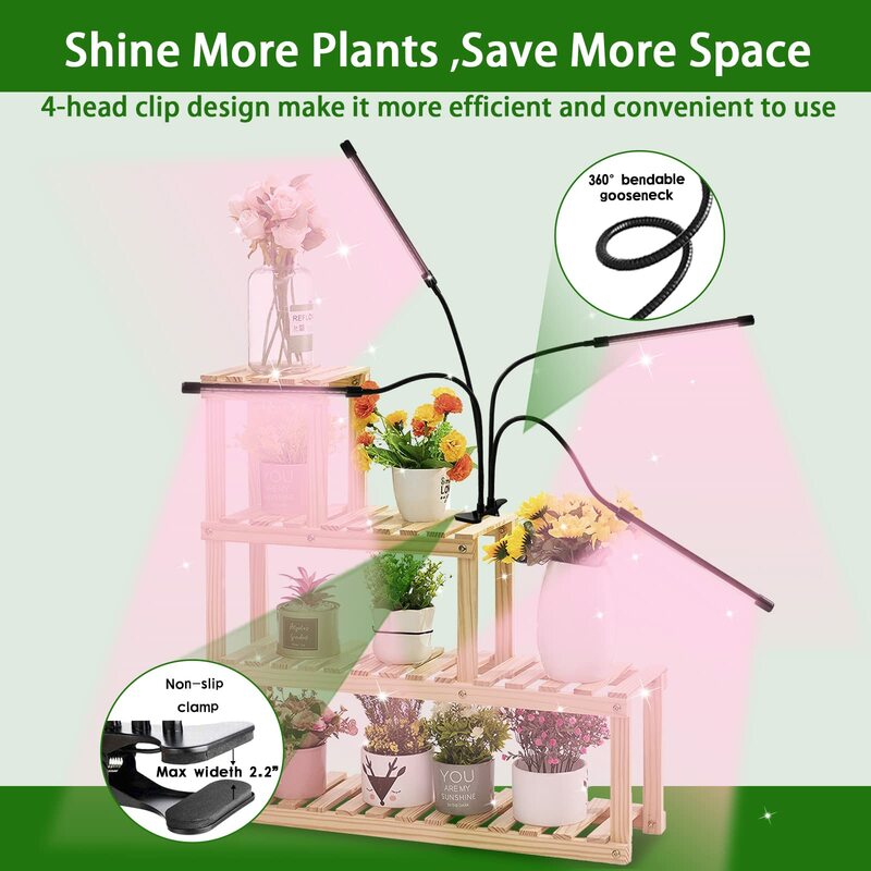تنمو أضواء للنباتات الداخلية الطيف الكامل ، 80 المصابيح ضوء النبات للنباتات الداخلية مع 3/9/12H الموقت