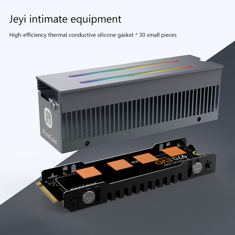 JEYI M.2 NGFF 2280 SSD المبرد RGB Aura مزامنة مع 237 واط/mk منصات الحرارية سبائك الألومنيوم M2 2280 SSD المبرد ملحقات الكمبيوتر
