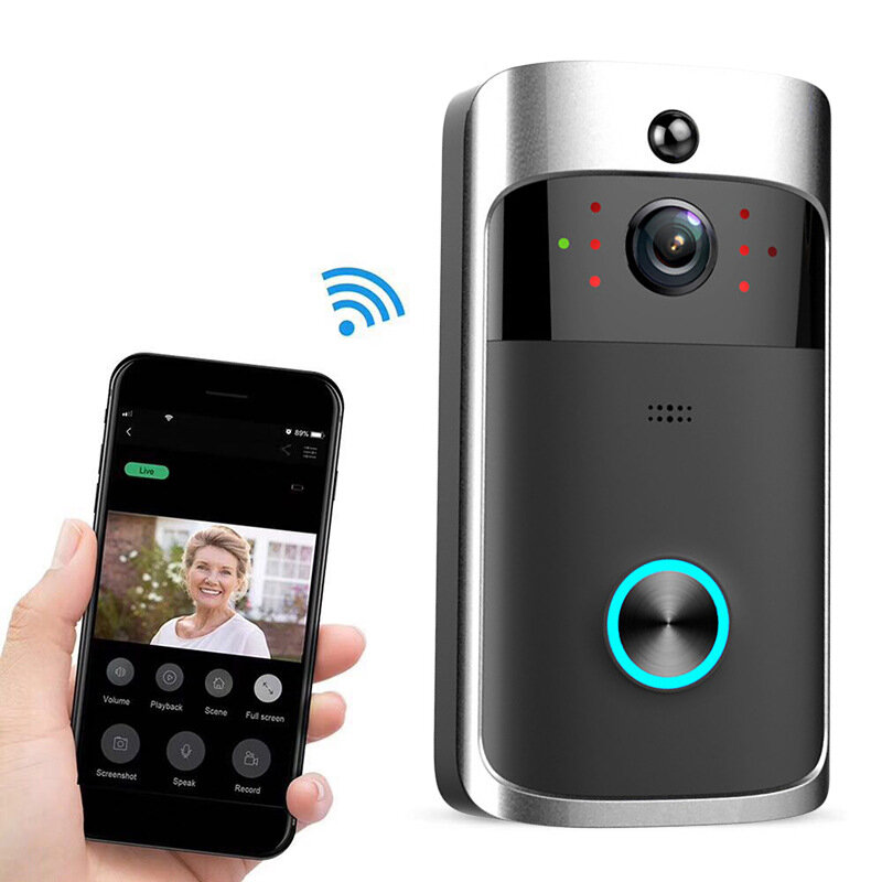 Умный видеодомофон с Wi-Fi и HD-камерой, беспроводной дверной звонок с функцией ночного видения, видеокамера для домашней безопасности с датчиком движения