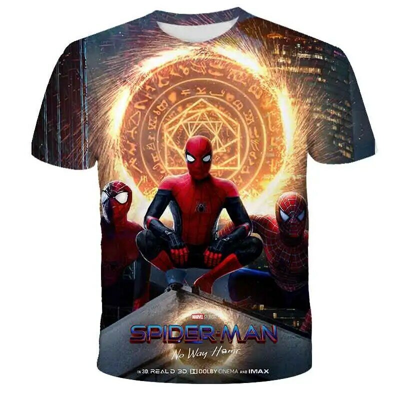 Camiseta de tendencia de moda de verano para niños y niñas, ropa informal de dibujos animados, disfraz de superhéroe de Marvel, Tops para niños