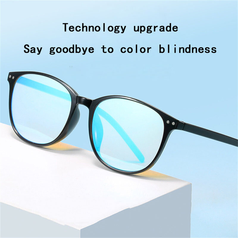 Elbru-gafas para daltónicos para hombre y mujer, lentes de recubrimiento redondo, Marco para daltónicos, Color verde y rojo
