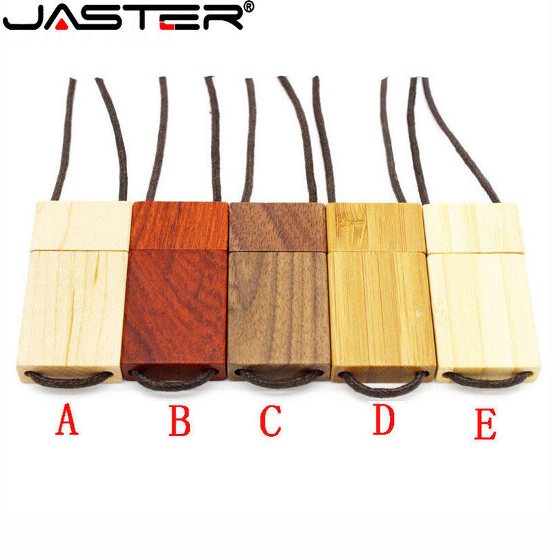 JASTER-Pen Drive de Madeira com Corda, USB 2.0 Flash Drive, Presente Empresarial Criativo, U Disk, Logotipo Personalizado Grátis, 64GB, 128GB, Novo