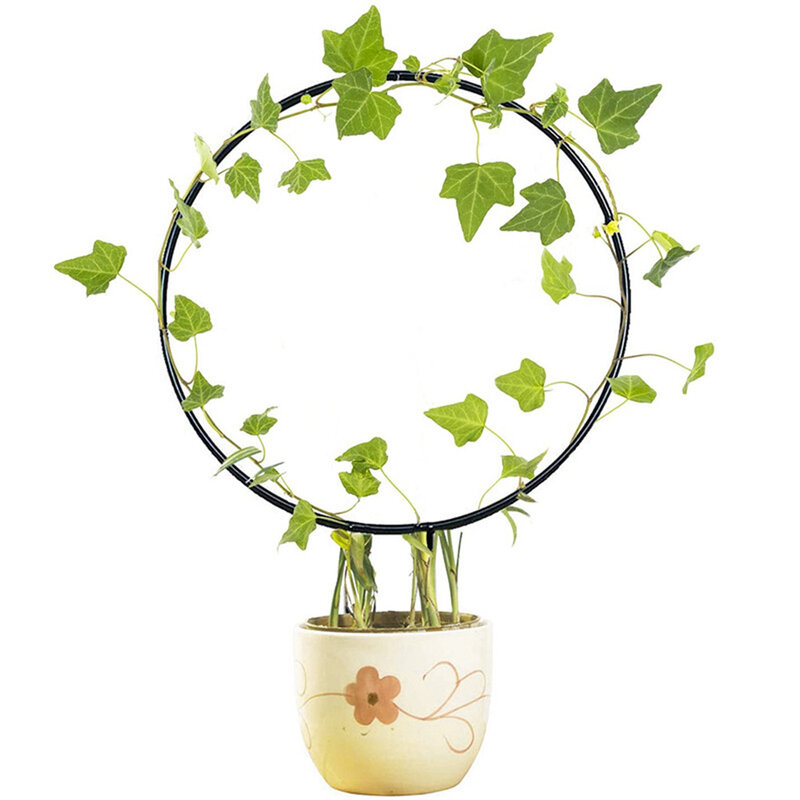 1pc Love Heart-shaped Round Vine Climbing Rack Flower Plant Trellis Support Frame Steel+Plastic Garden Plant Support & Care