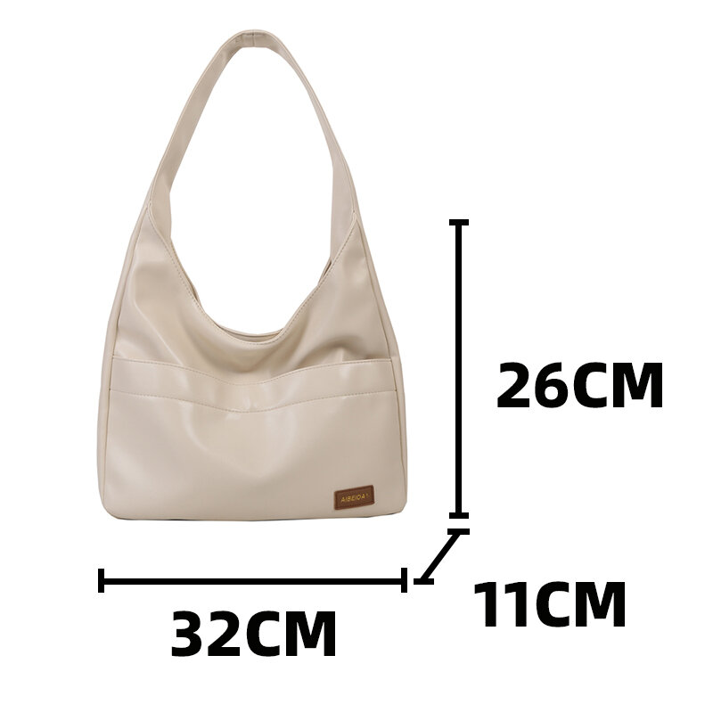Women's White Lacquer Hobos Bag Elegant Oil Wax Leather Portable Shopper Female Armpit Shoulder Bags Large Lovers' Tote Handbag