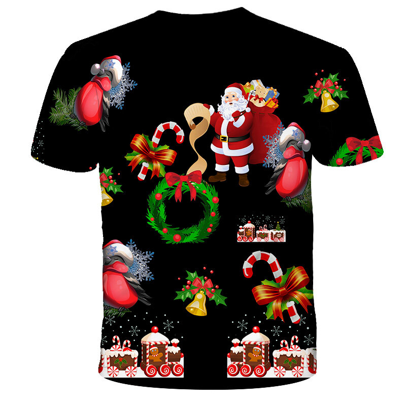 Camiseta de Feliz Navidad de verano, ropa informal de manga corta de dibujos animados para niños y niñas, camisetas y Tops de moda