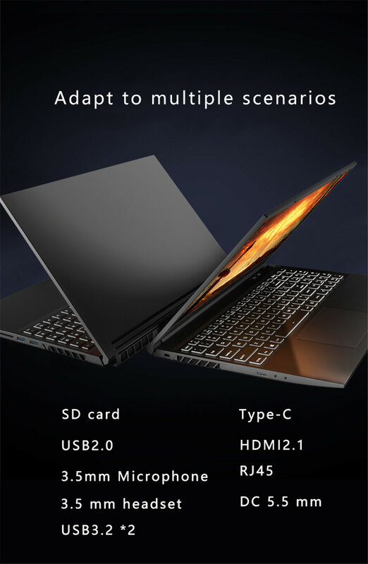 15,6-дюймовый ноутбук NVIDIA Geforce 3060 144 Гц, Intel Core i5 10200H, Windows 11, металл, 16 ГБ RAM, 512G, WiFi, 6, игровой компьютер