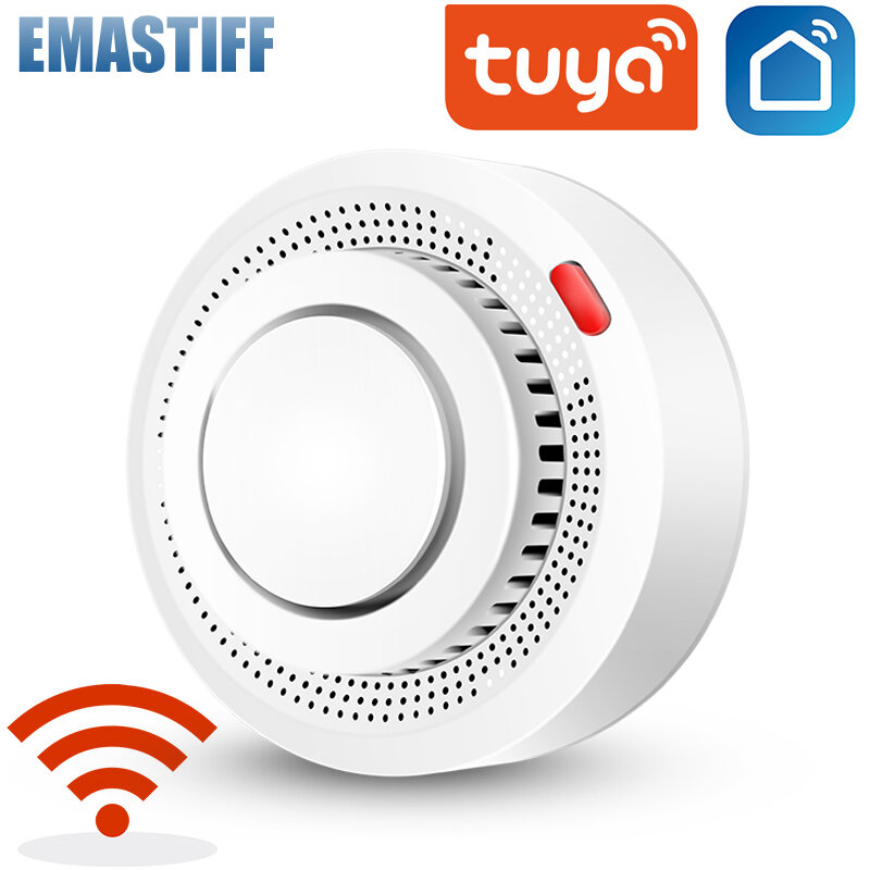 Tuya-Independent Smoke Detector Sensor, Alarme De Incêndio, Home Security System, Bombeiros, Wi-Fi, Smoke Alarm, Proteção Contra Incêndio