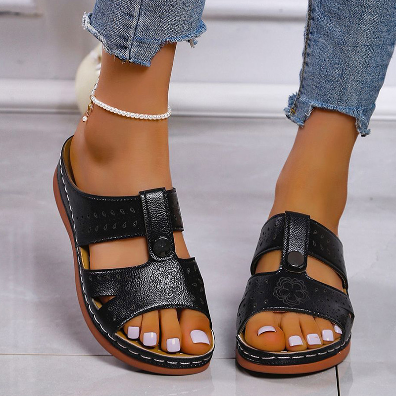 Sandalias de moda de verano para Mujer, zapatos de punta abierta, cómodos, zapatillas de Color sólido, Sexy