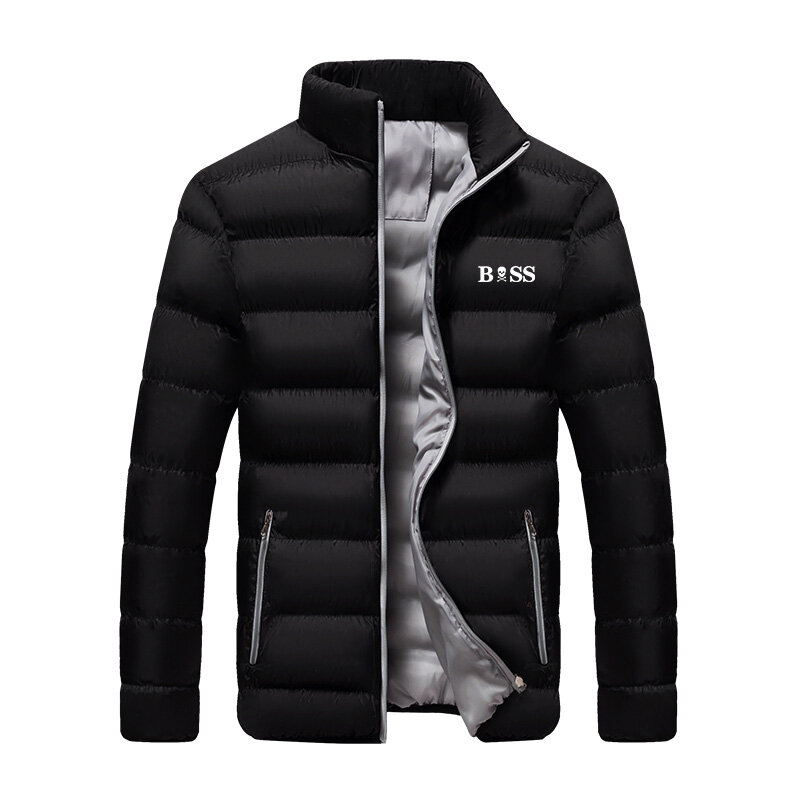 Moda masculina tendência zíper algodão roupas inverno neve quente marca masculina clássico jaqueta masculina inverno