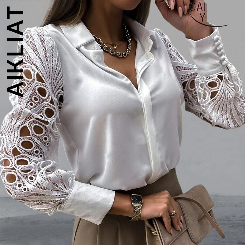 Модная женская рубашка Aikliat в Корейском стиле, женские шикарные приталенные вечерние топы для друзей, рубашки, свободные женские блузки с дл...