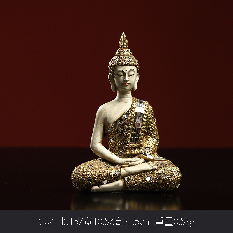Factory direct sales Nordic creative Buddha sculptures overseas best-selling glass patches devout worship Buddha decorations