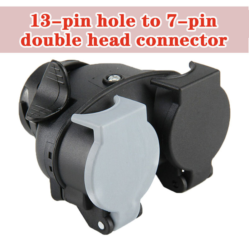 12V 13Pin คู่7Pin Trailer Connector Conversion Plug Dual Socket ปลั๊กตัวแปลงสำหรับ Rv รถพ่วงตู้เย็นเครื่องใช้ไฟฟ้า