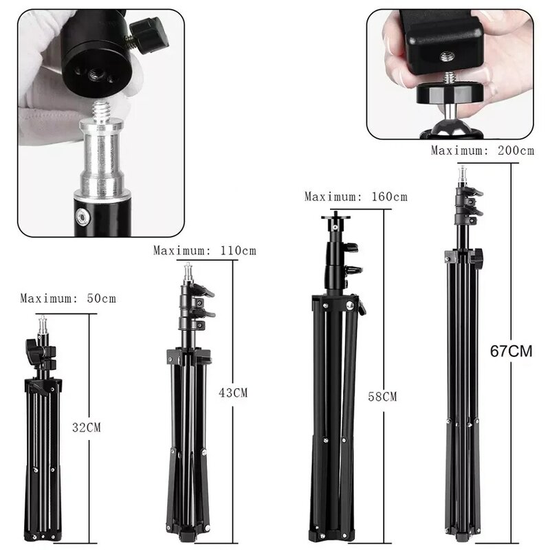 Photographic Lighting Stand Fill Light Stand Adjustable Tripod Suit For Ring Light With 1/4 Screw Ring Lamp Softbox Ringlight