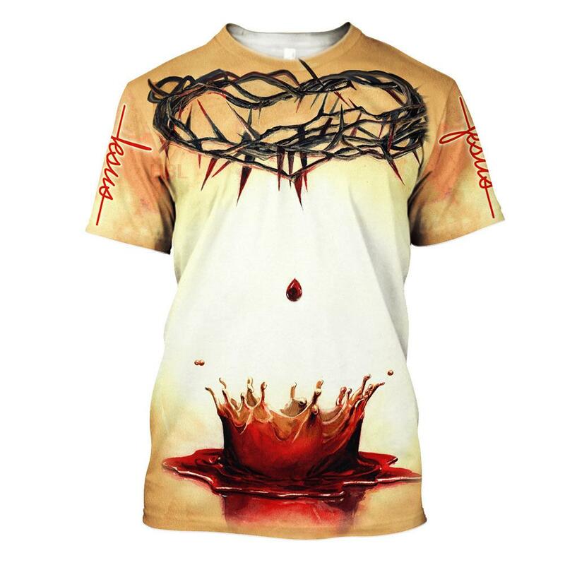 Men's Jesus 3D Print T-shirt O-Neck Short Sleeve Casual Men's Shirt Plus Size Tops