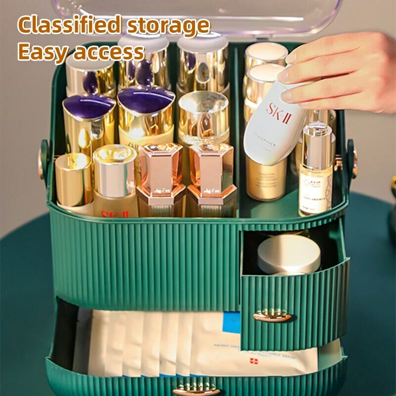 Kotak Penyimpanan Kosmetik Transparan Laci Rias Organizer Kotak Lipstik Perhiasan Wadah Rias Desktop Casing Penyimpanan Kecantikan