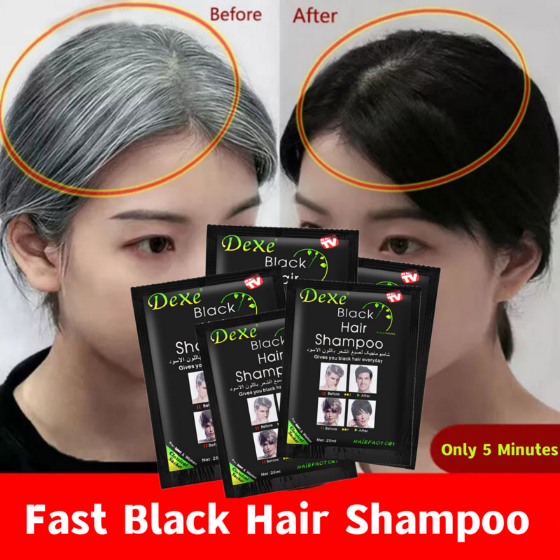 Schnelles schwarzes Haar Shampoo nur 5 Minuten Haar grau weiß bis schwarz natürliche Pflanzen abdeckung Farb reparatur nähren Anti-Haarausfall Männer Frauen