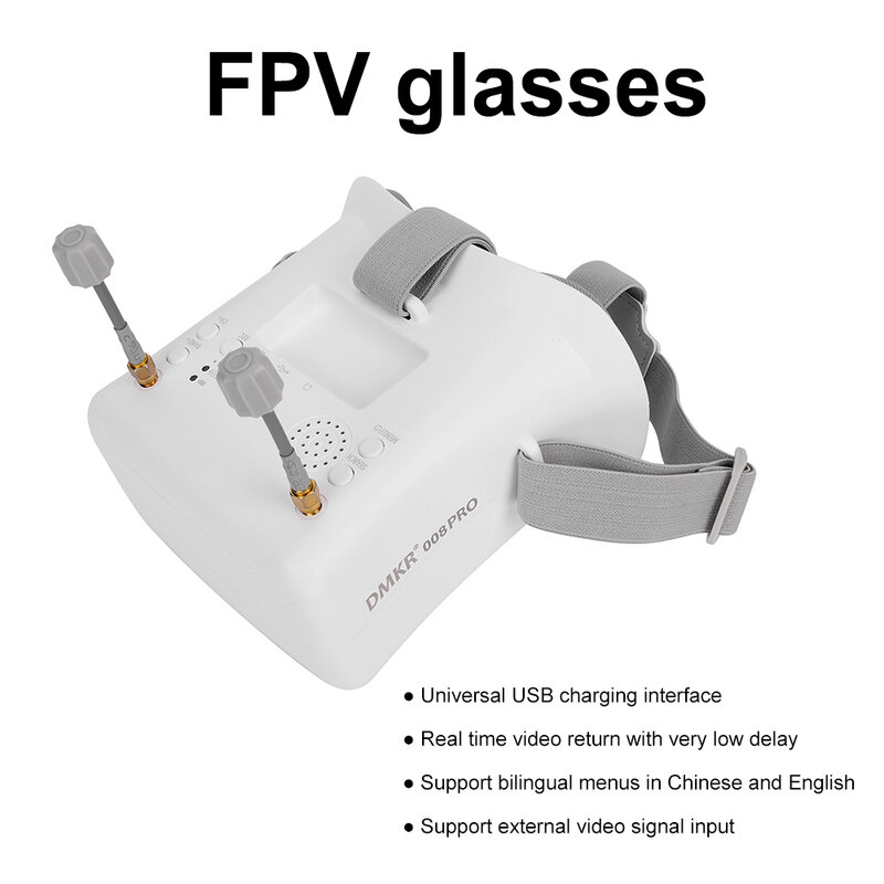 Gafas de vista para primera persona, 4,3 pulgadas, 5,8G, 40 canales, batería integrada para Dron RC, accesorios para principiantes