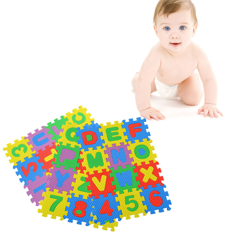 36 pçs colorido puzzle infantil brinquedo educativo alfabeto A-Z letras numeral espuma jogar esteira auto-montar bebê rastejando almofada