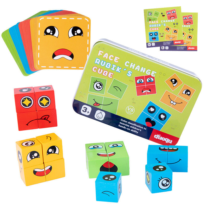Interactieve Speelgoed Voor Kids Uitdrukking Bijpassende Houten Montessori 3d Houten Puzzel Games En Puzzels Hobby