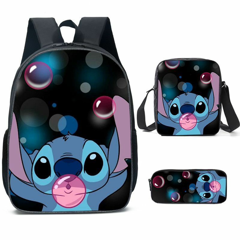 Disney New Stitch Backpack for School Teen Boys Cartoon Anime 3D Waterproof Student School Bag Large Capacity Backpack