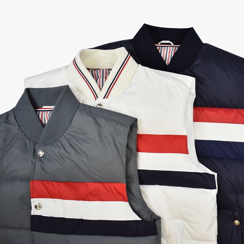 TB THOM giacche da uomo Winter Fashion Brand Down abbigliamento da uomo Matte Nylon Contrast RWB Stripe Harajuku Casual TB Jacket Vest