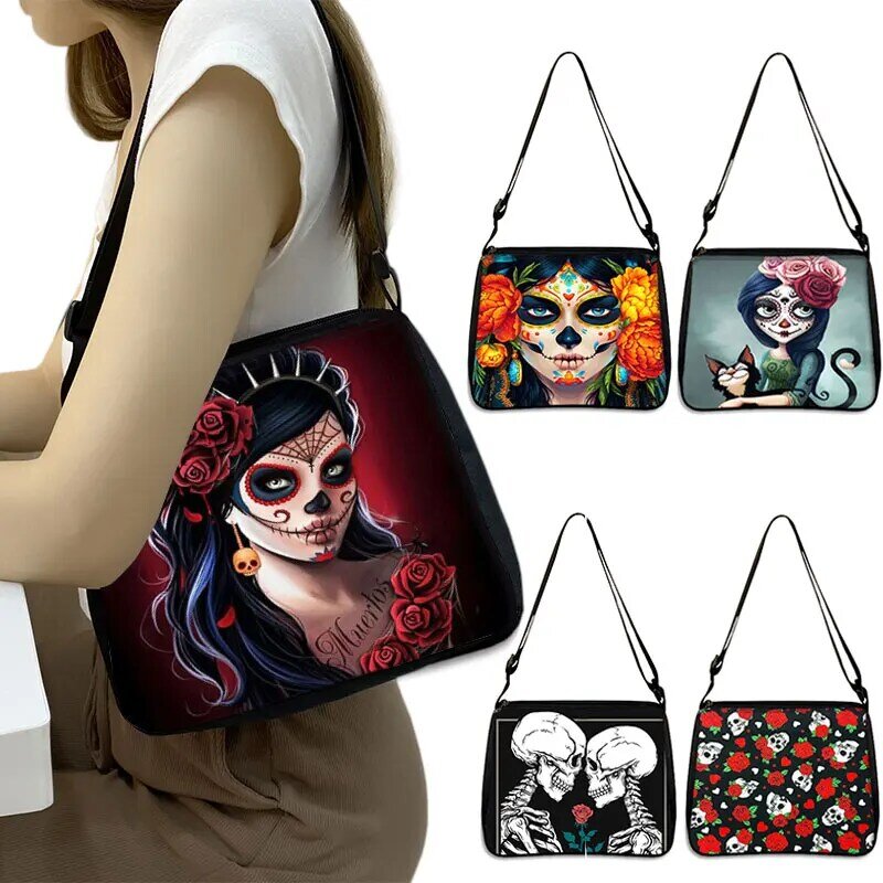 Gothic Print Girl Handbag Fashion Personality Skull Shoulder Bag Woman Travel Storage Bags Tote Bag
