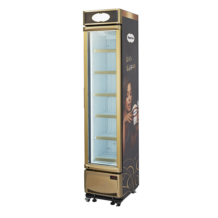 Supermarket glass door horizontal beverage cabinet machine deep freezer