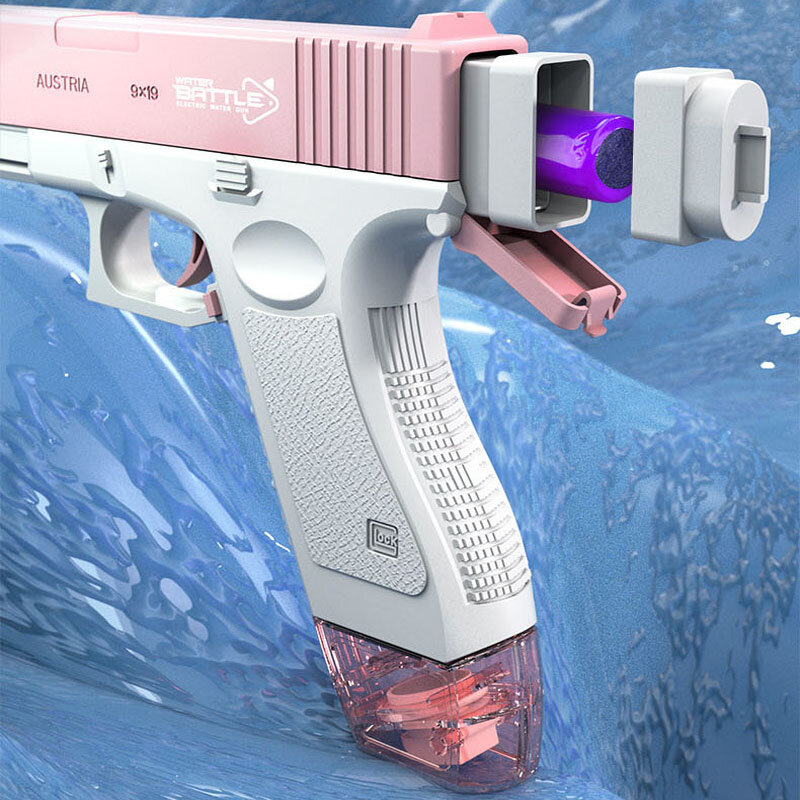 Pistola de agua eléctrica Glock para niños y niñas, juguete de tiro automático completo, playa, verano, 2023