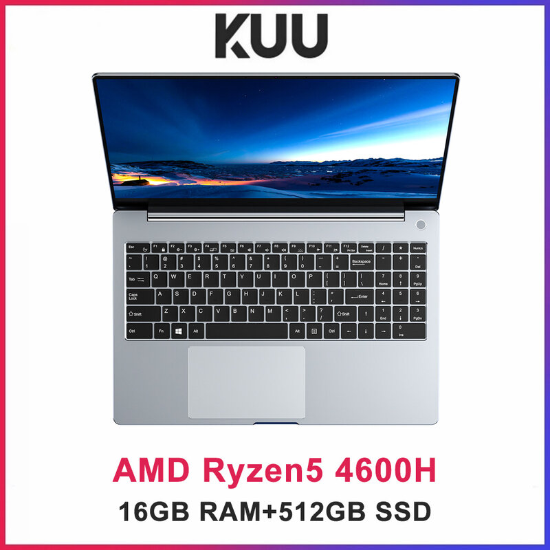 15.6 Cal Metal AMD Ryzen R5 4600H laptopy Windows 10 notebooki biurowe do gier 16GB 512GB SSD podświetlany WiFi odcisk palca