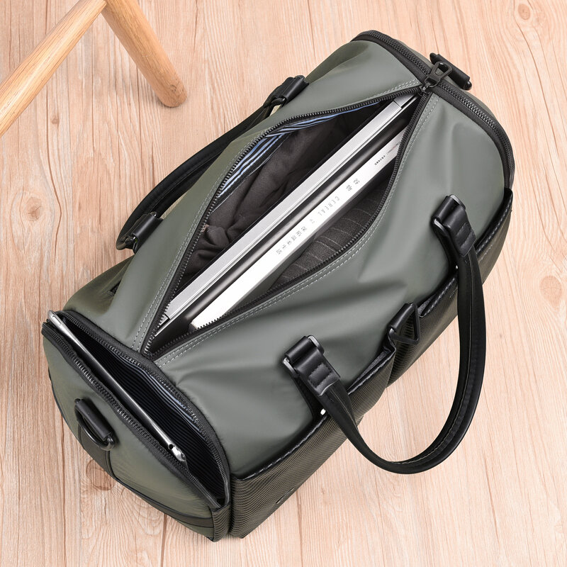Yilian bolsa de viagem portátil com couro bagagem de negócios masculina grande capacidade à prova dwaterproof água esportes e fitness saco