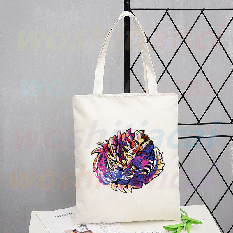 Łowca potworów kreskówka moda japońska gra torba na zakupy Eco Canvas Shopper Bolsas De Tela torba zakupy wielokrotnego użytku Sacolas