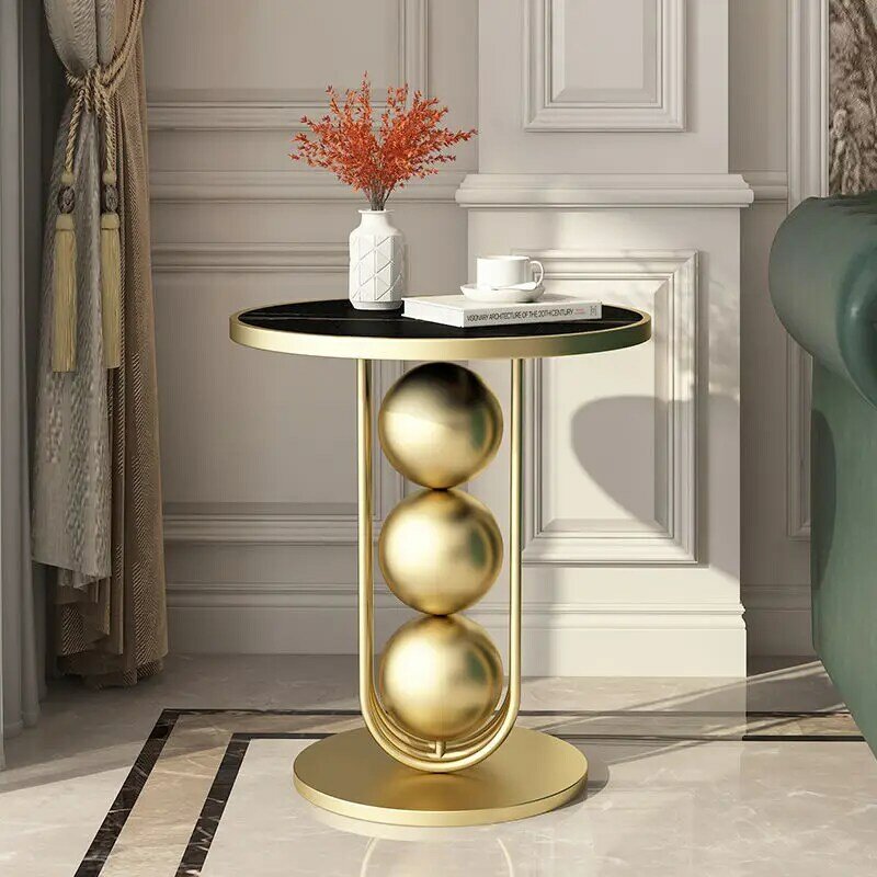 Projektant łupek stoliki do kawy meble do salonu nowoczesna mała okrągła Sofa marmurowy stolik kawowy kreatywna sypialnia stoliczki nocne