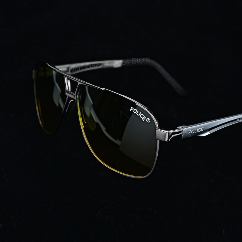 Polícia marca de luxo condução visão noturna óculos de sol polarizados para homem uv400
