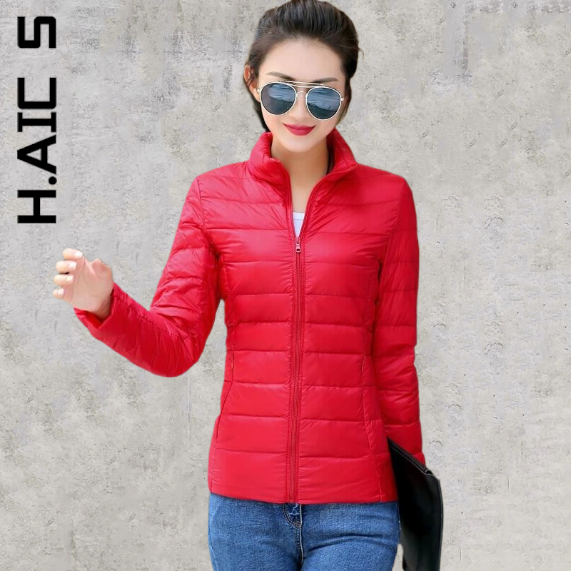 H.Aic S-abrigo de plumón ultraligero portátil para mujer, chaqueta de invierno a prueba de viento, abrigo de algodón elegante, Parkas cálidas, Tops de nieve, abrigos