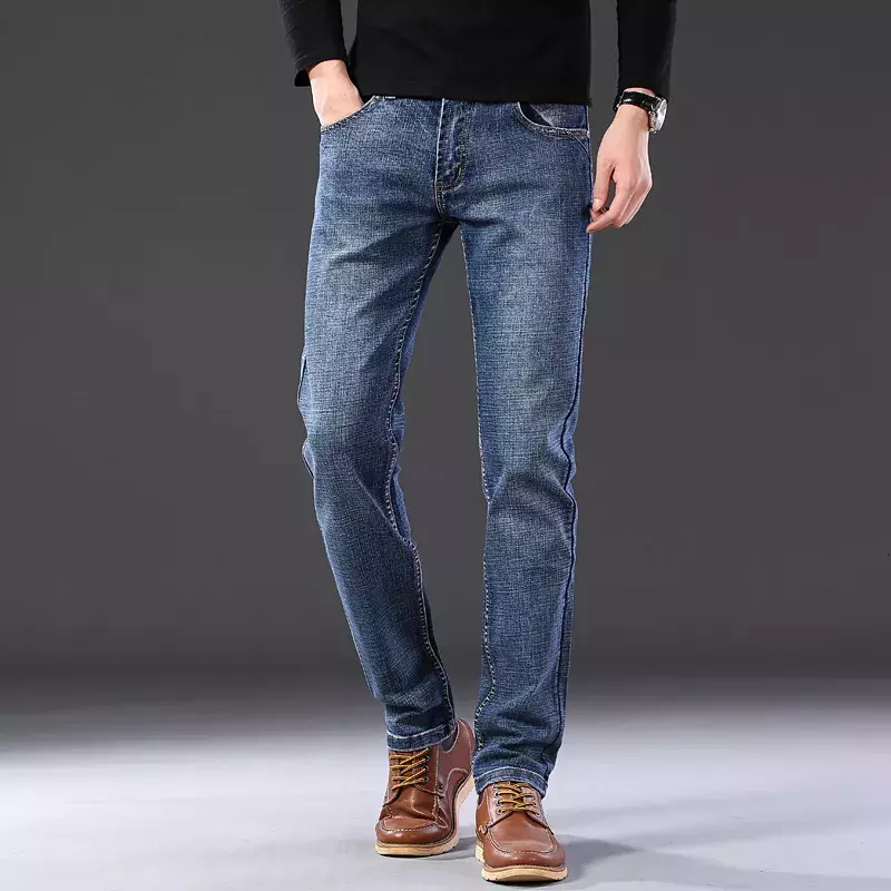 Jeans Bisnis Merek Populer Sulee 2022 Baru Celana Denim Ramping Ketat Jeans Kasual Penuh Pria
