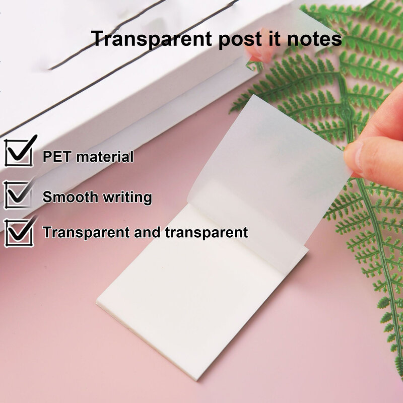 Transparent Sticky Notes Transparent Color Pet Creative Fluorescent Film Does Not Cover Frosted Student Notes Note Simple Ins