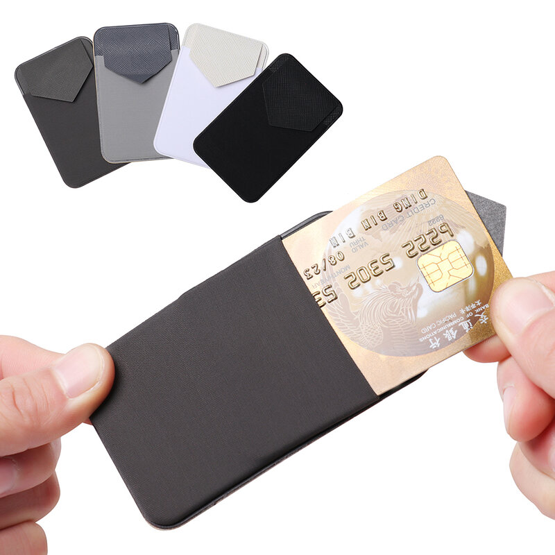 Nowe elastyczne etui na karty do telefonu samoprzylepna naklejka Slim kieszeń uniwersalna kieszeń na telefon komórkowy moda Lycra portfel ze sztucznej skóry