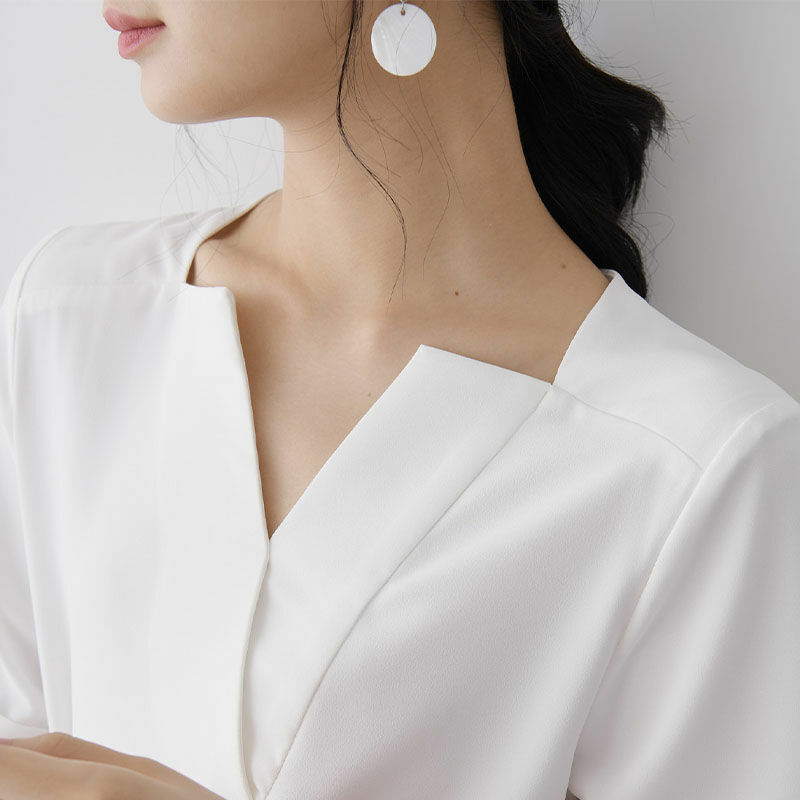 Elegancka francuska satynowa bluzka biała jesienna moda 2022 designerskie koszule dla kobiet elegancka jednokolorowa odzież z długim rękawem