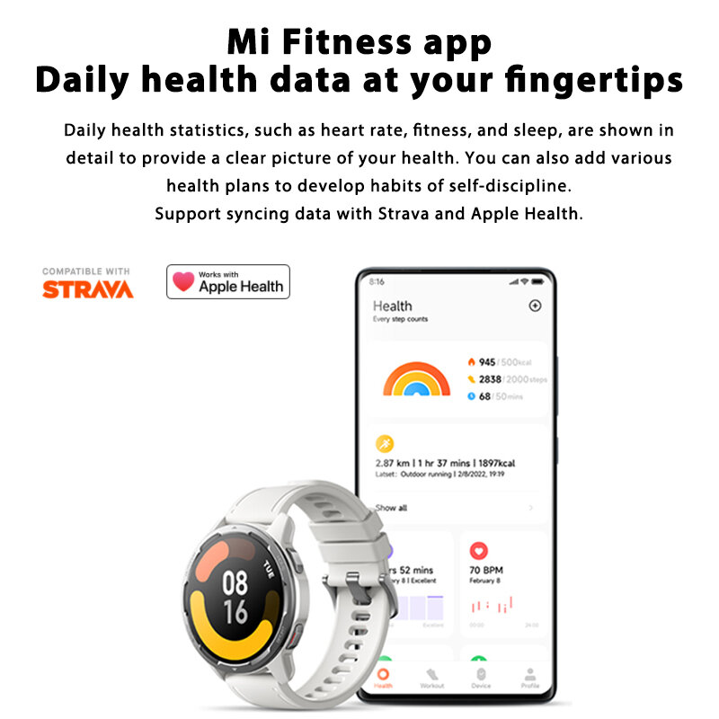 Умные часы Xiaomi Mi Watch S1, активные Смарт-часы с GPS, 470 мАч, AMOLED дисплей 1,43 дюйма, Bluetooth 5,2, датчик сердечного ритма, уровня кислорода в крови
