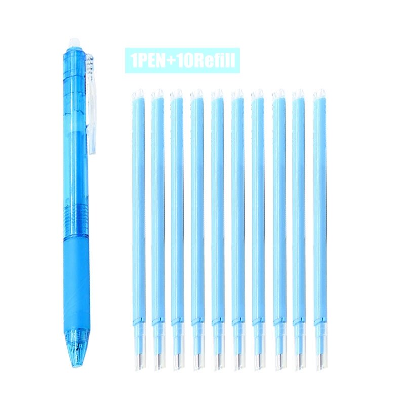 11pcs/lot 0.7mm Magic Erasable Pen Press Gel Pen Washable Handle Pen Refill Rod Blue/Black Ink School Writing Stationery 8 Color