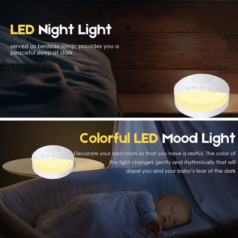 Mesin Kebisingan Putih Lampu Malam Mesin Cahaya Lembut Tidur dengan Pengatur Waktu untuk Bayi Dewasa Terapi Tidur Portabel Mesin Suara Rumah