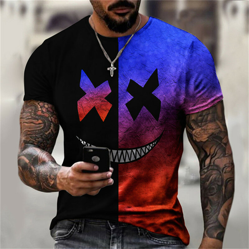 T-shirt col rond pour homme, décontracté et surdimensionné, avec motif Xoxo imprimé en 3d, à la mode, nouvelle tendance, été, 2022