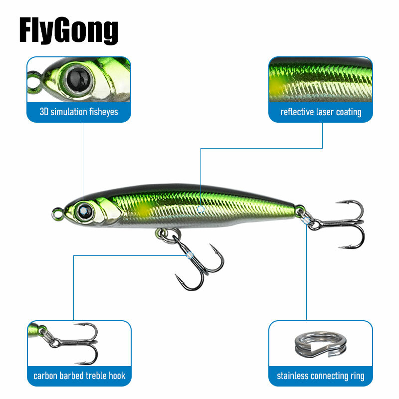Flygong Sinking Stickbait 3g 5g 8g Casting Vibration Wobblers Sinking Bait Sea Fish Lures Fishing Baits Pike Trout Bass Carp