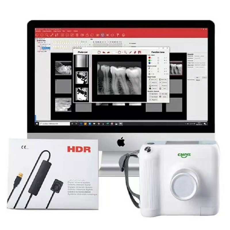 شاشة تعمل باللمس طبيب الأسنان X راي وحدة عالية التردد اللاسلكية الأسنان المحمولة Xray الأسنان الرقمية مع جهاز استشعار HDR500