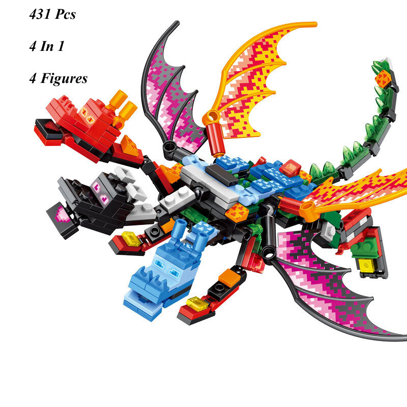 Bloques de construcción de Pterosaur para niños, juguete de ladrillos para armar dinosaurio pterosauro My Worlds, ideal para regalo, 4 en 1, 431 piezas